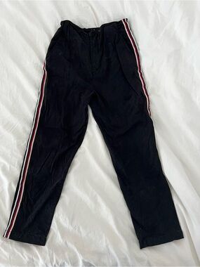Black Pants with High Waisted Red & White Side Stripes
